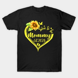 Womens Soon To Be Mommy Est 2023 Sunflower T-Shirt